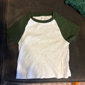 Women’s Green and White Baby Tee